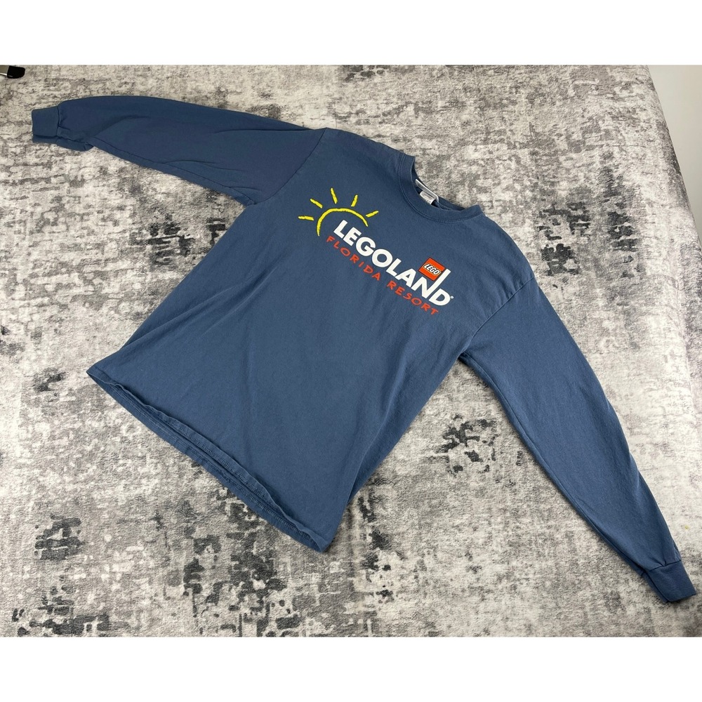 Vtg Lego Unisex Med Long Sleeve Shirt Blue Legoland Florida Resort Graphic Tee